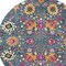 Homeroots 4 ft. Round Denim Blue Florals Distressed Area Rug 385173 - alternate 6